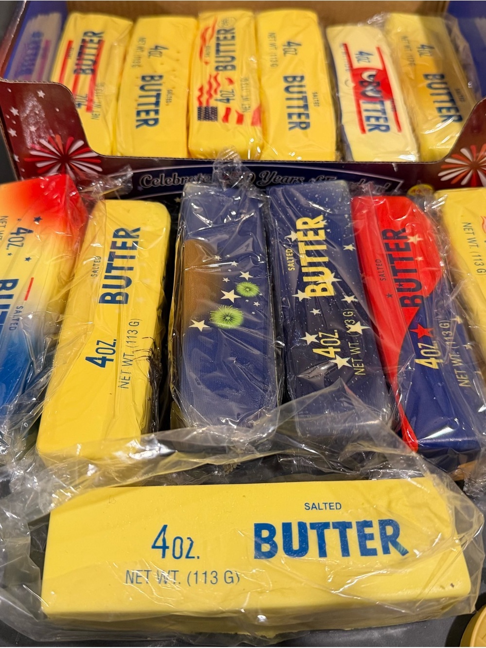 Patriotic Self Rising squishy  4oz Butter Sticks - Yellow, Blue, Red